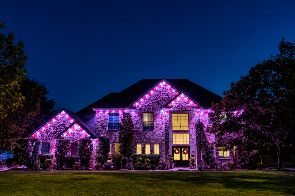 Red-White-Permanent-outdoor-LED-hat-track-lighting-Edmonton